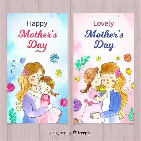 Free Vector Watercolor Mother S Day Banners