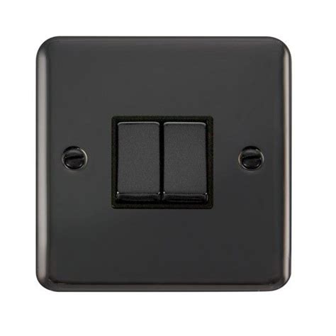 Click Deco Plus Black Nickel 2 Gang 10AX 2 Way Ingot Switch With Black