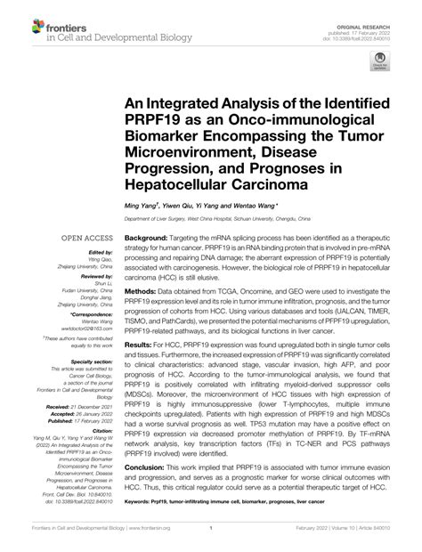 Pdf An Integrated Analysis Of The Identified Prpf As An Onco