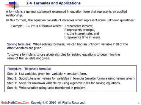 Ppt In This Formula The Equation Consists Of Variables Which