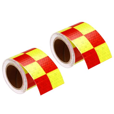 Uxcell Reflective Tape 2 Roll 10 Ft X 2 Inch Adhesive Safety Tape Reflector Square Fluorescent