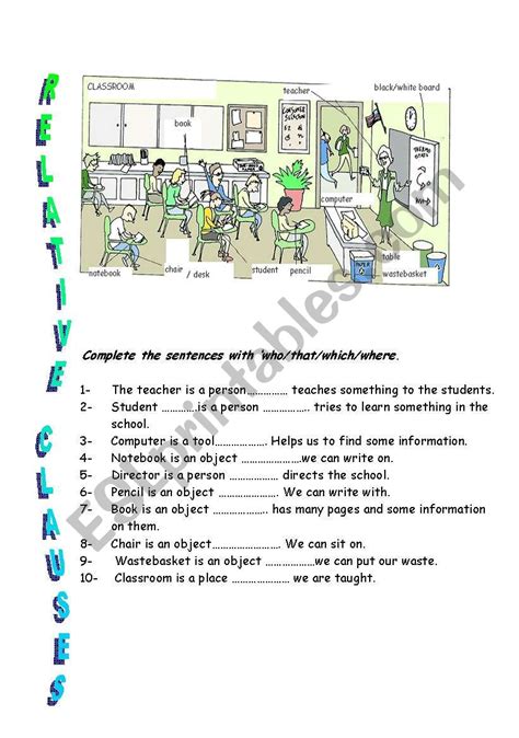 Relative Clause Exercises Esl Worksheet By Yildizsoglu