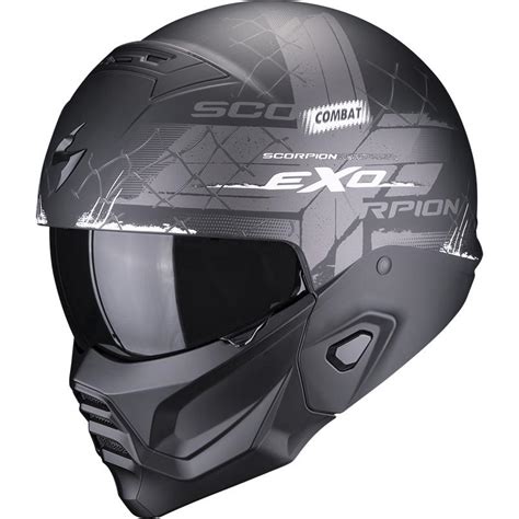 Casque Exo Combat Evo Xenon Scorpion Noir Mat Blanc Moto Axxe Fr