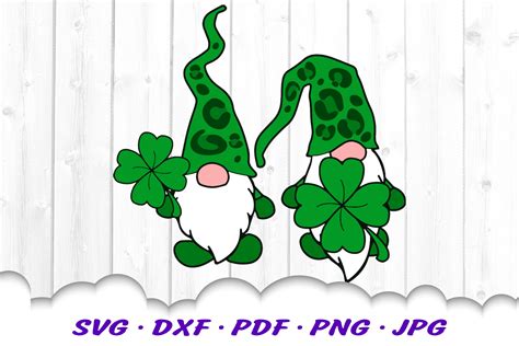 Lucky Clover Shamrock St Patricks Day Gnome SVG Bundle Trio Three