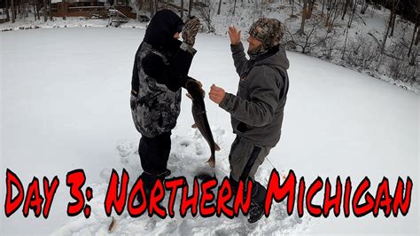 Day Northern Michigan Ice Fishing Adventure Walleye Pike And Jumbo