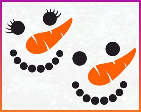 Snowman Face with Carrot Nose SVG Eps dxf png jpg digital cut | Etsy