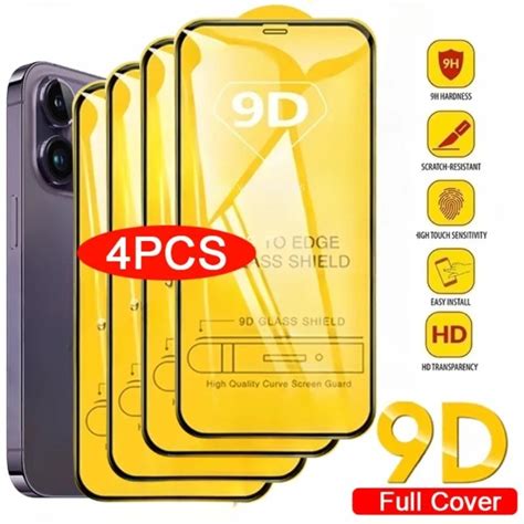 4 2 Pçs Para iPhone 16 11 12 13 14 15 Pro MAX 16 15 Plus 9D Capa