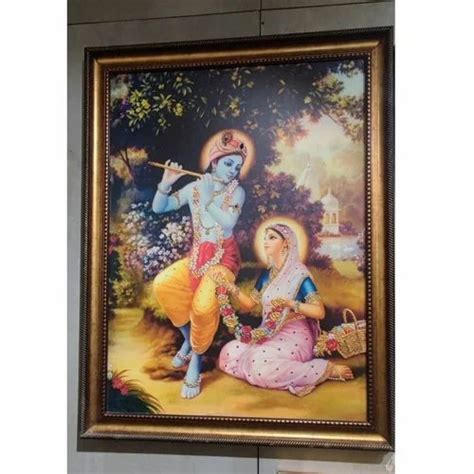 Matte Synthetic Wood Fram Krishna Radha Acrylic Canvas Painting Size