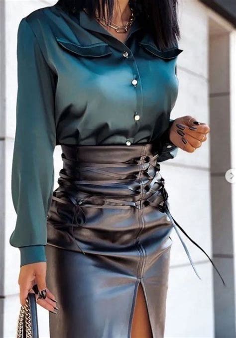 Leather Skirt Outfit Black Leather Skirts Leather Outfits Women