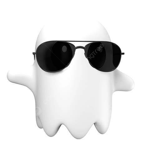 3d Design Halloween Ghost Cartoon Style With Sunglasses 3d Design Halloween 3d Ghost Png