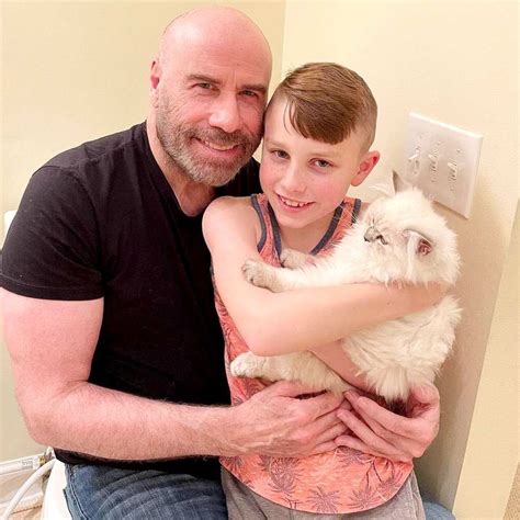 John Travolta Shares Rare Pic Of Son Benjamin With New Cat Us Weekly