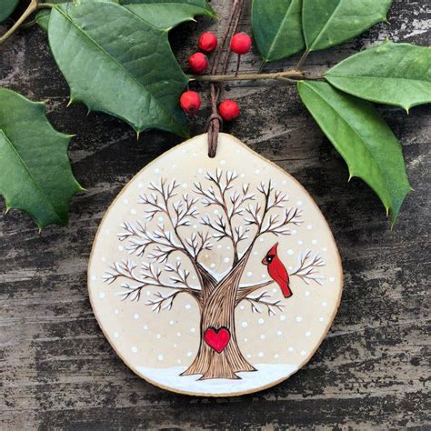 Snowy Winter Tree With Red Cardinal And Heart Custom Made