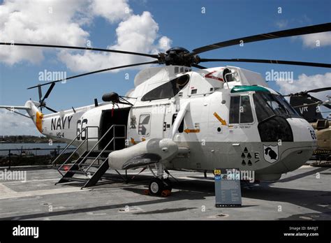 Sikorsky Sh 3 Sea King Helicopter On The Flight Deck Of Uss Midway