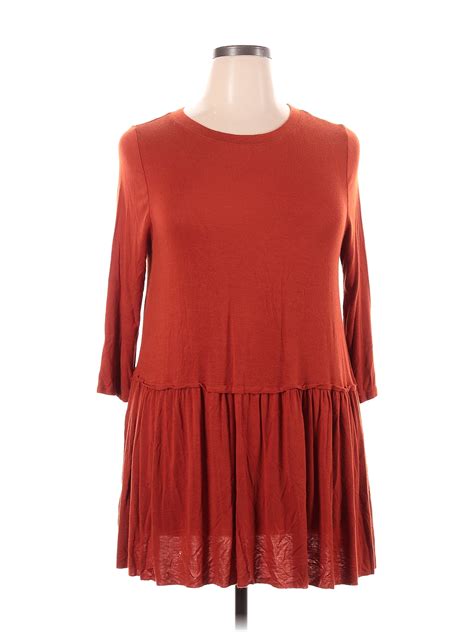 Zenana Premium Solid Burnt Orange Red Casual Dress Size Xl 52 Off