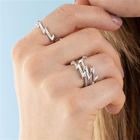 Silver Lightning Bolt Stacking Ring