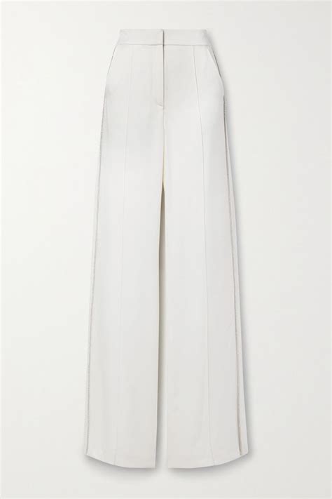 Veronica Beard Millicent Crystal Embellished Satin Crepe Straight Leg