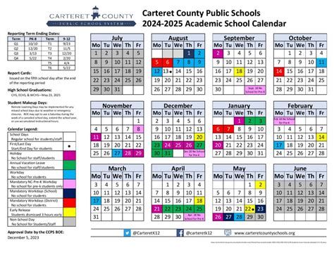 Carteret County Schools Calendar 2024-2025 | Holiday Breaks