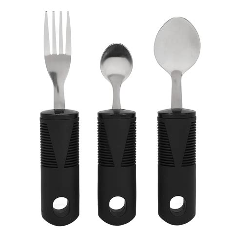 Adaptive Utensils 3Pcs Stainless Steel Spoons And Fork With Nonslip