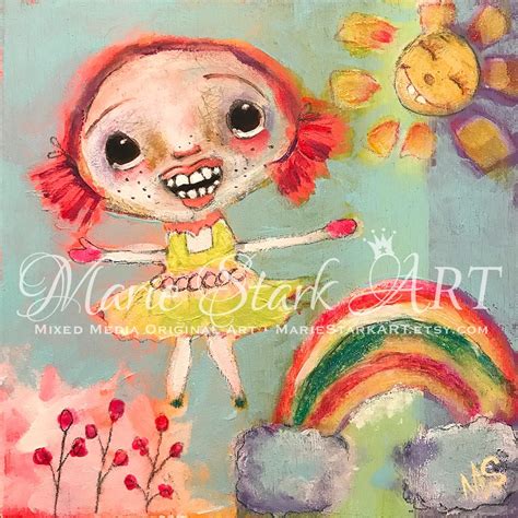 Whimsical Portrait Print Mixed Media Art Whimsical Painting Etsy