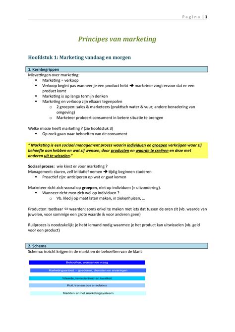 Samenvatting Principes Van Marketing College Allen Principes Van