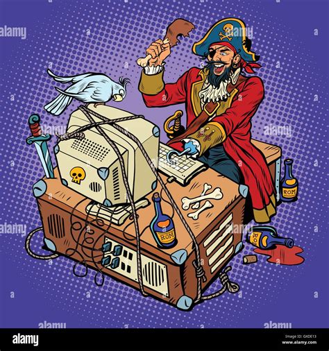 Software Piracy The Hacker Captain Stock Vector Image Art Alamy