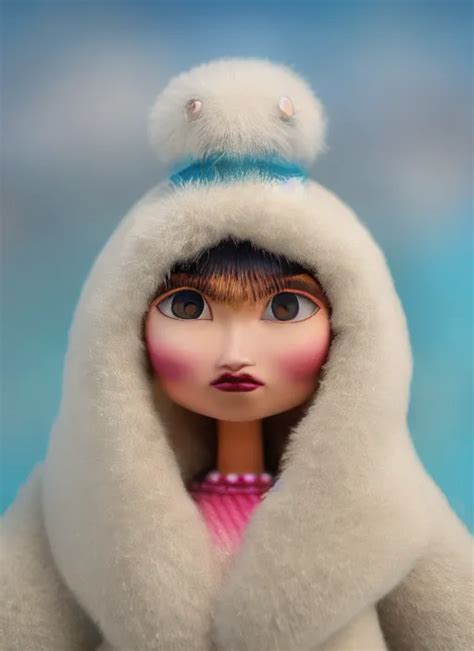 KREA Closeup Profile Portrait Of Tin Toy Eskimo Igloo Bikini Girl