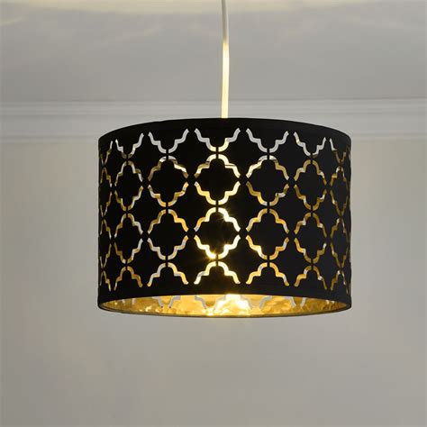 Wilko Black Light Shade With Gold Lining Wilko