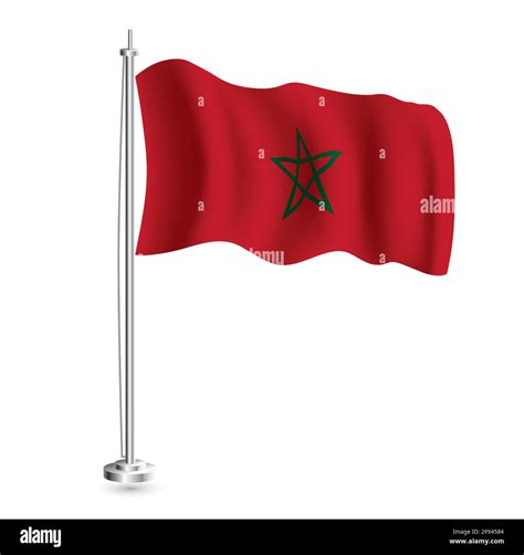 Moroccan Flag Isolated Realistic Wave Flag Of Morocco Country On