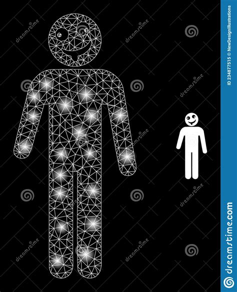 Vector Mesh Net Idiot Person With Magic Carcass Flares Stock Vector