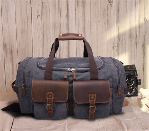 Best Canvas Leather Men Travel Bags Carry On Luggage Offer