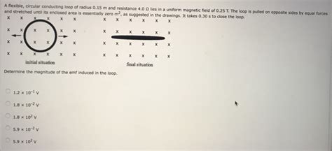 Solved A Flexible Circular Conducting Loop Of Radius 0 15 M Chegg