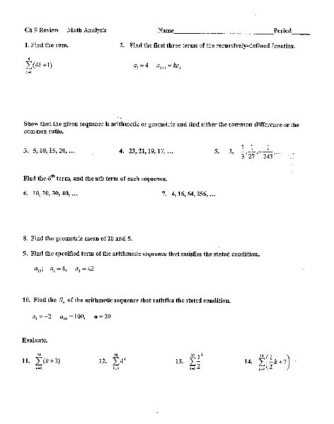 Geometric And Arithmetic Sequence Worksheet Englishworksheetmyid