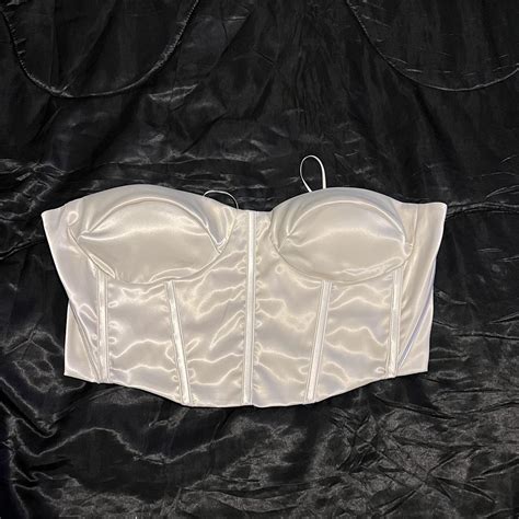 Satin Corset Crop Top With Elastic Backing Depop