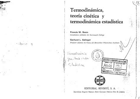 Pdf Termodinámica Teoría Cinética Y Termodinámica Estadística Sears Y Salinger Dokumen Tips