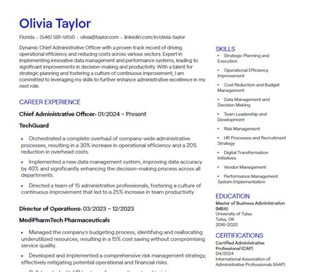 1 Chief Administrative Officer CV Examples Free Templates