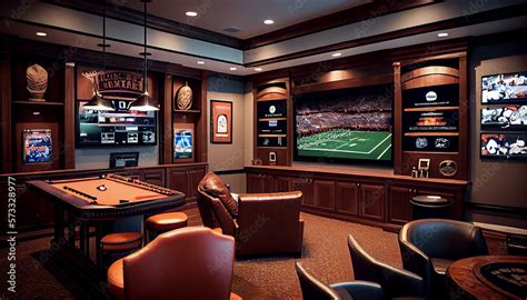 A Luxurious And Spacious Room Designed For Sports Enthusiasts With A