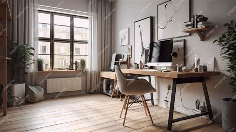 Premium AI Image | A Photo of a Minimalist Home Office with Floating ...