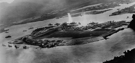 Aerial View Of Battleship Row During The Attack On Pearl Harbor December 7th 1941 3600 X