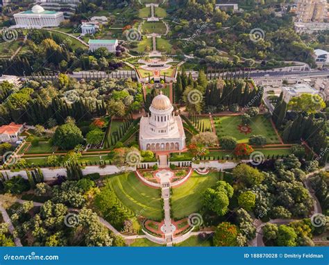 Aerial View of Bahai Garden and Bahai Temple in Haifa, Israel Editorial ...