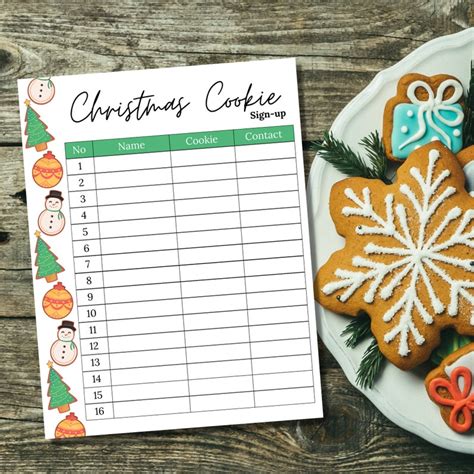 Cookie Exchange Sign Up Sheet