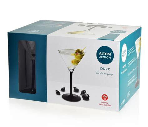 Kieliszki do martini Altom Design ONYX 260 ml czarna nóżka Szklo Krosno