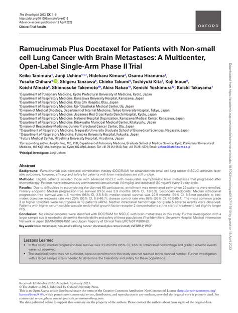 PDF Ramucirumab Plus Docetaxel For Patients With Non Small Cell Lung