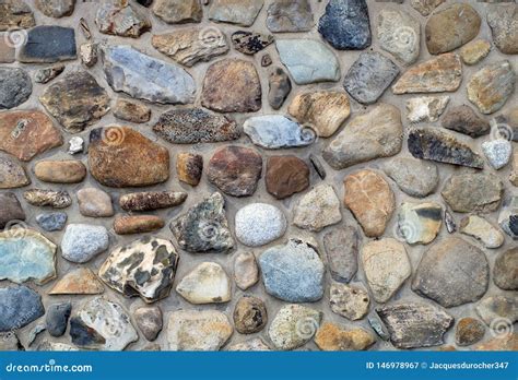 Rock Stone Fieldstone Wall Concrete Gray Surface Solid Natural Texture