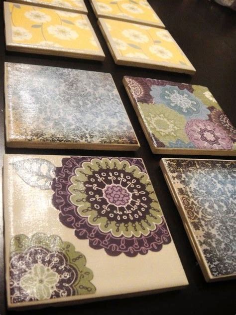 Easy DIY Ceramic Tile Coasters Crafts Diy Crafts Scrapbook Paper