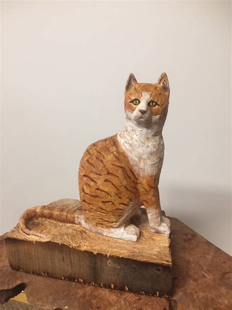 Cat Wood Carving Cat Sculpture Carving Of A Cat By Josh Carte Made