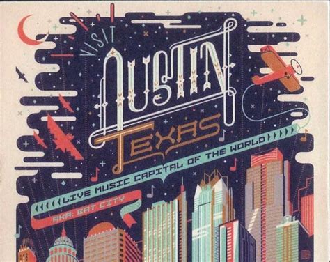 Austin Texas Live Music Capital Of The World Poster Style Postcard Z883152 Etsy