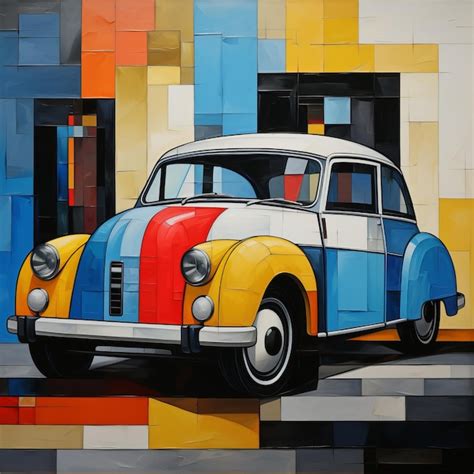 Premium Photo | Modern Car Painting With Cinematic Elegance And Swiss Style