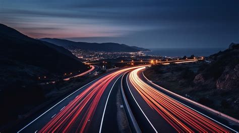 Premium Photo | Night view of the highway in the city