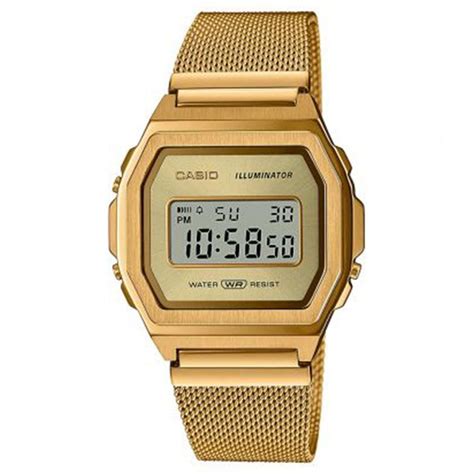 Casio Vintage Quartz Digital Dial Gold Milanese Stainless Steel