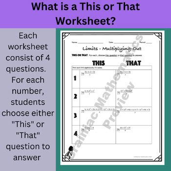 Evaluating Limits This Or That Worksheet By Brainiac Mathematics